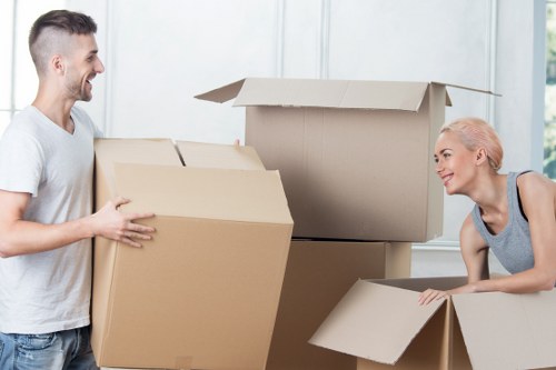 Packed boxes and furniture prepared for long-term storage in Paddington