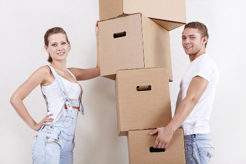 Packed boxes and furniture prepared for local removals in Paddington
