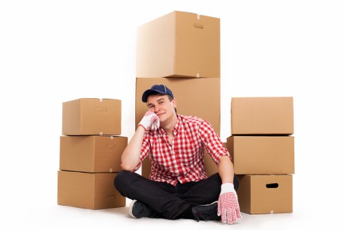 Organised household storage space in Paddington with labeled boxes