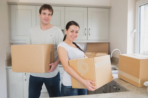 Packed boxes and luggage ready for student storage in Paddington